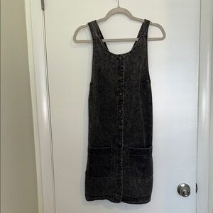 Free People Black Denim Button-Down Dress